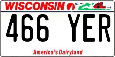 WI license plate 466YER