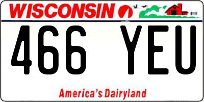 WI license plate 466YEU