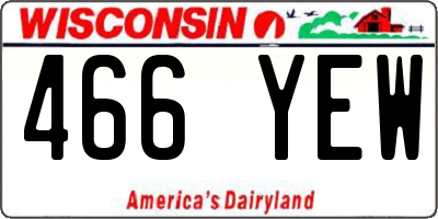 WI license plate 466YEW