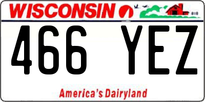 WI license plate 466YEZ