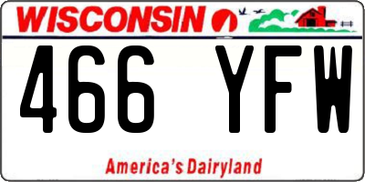 WI license plate 466YFW