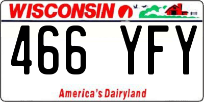 WI license plate 466YFY