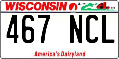 WI license plate 467NCL