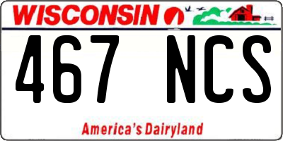 WI license plate 467NCS
