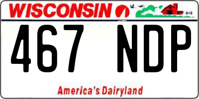 WI license plate 467NDP