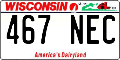 WI license plate 467NEC