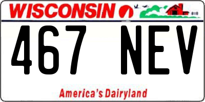 WI license plate 467NEV