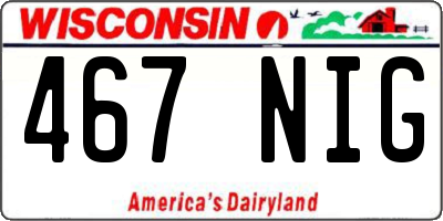 WI license plate 467NIG