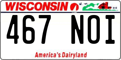 WI license plate 467NOI