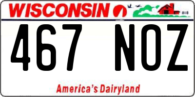 WI license plate 467NOZ