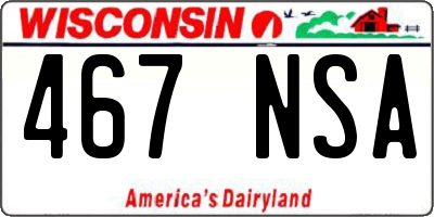 WI license plate 467NSA