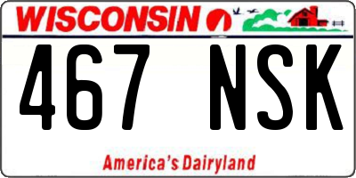 WI license plate 467NSK