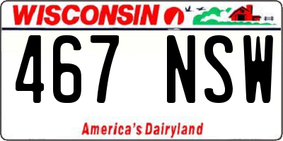 WI license plate 467NSW