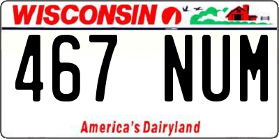 WI license plate 467NUM