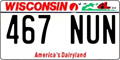 WI license plate 467NUN