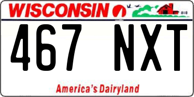 WI license plate 467NXT
