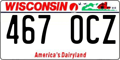 WI license plate 467OCZ