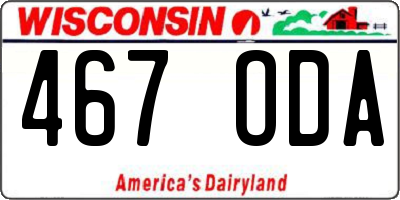 WI license plate 467ODA