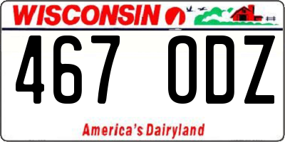 WI license plate 467ODZ