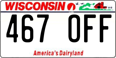 WI license plate 467OFF