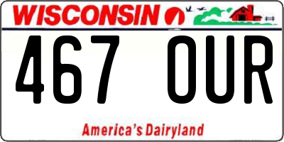 WI license plate 467OUR