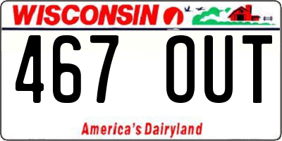 WI license plate 467OUT