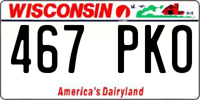 WI license plate 467PKO