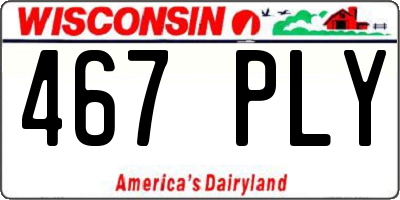 WI license plate 467PLY