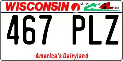 WI license plate 467PLZ