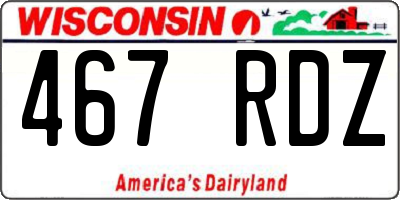 WI license plate 467RDZ