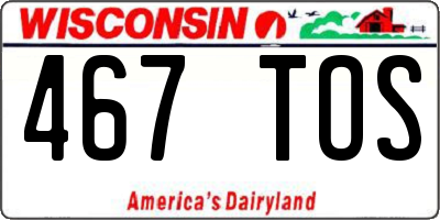 WI license plate 467TOS