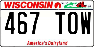 WI license plate 467TOW