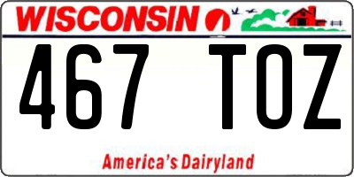 WI license plate 467TOZ