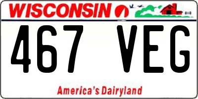 WI license plate 467VEG