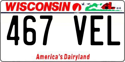 WI license plate 467VEL