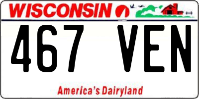 WI license plate 467VEN