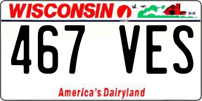WI license plate 467VES