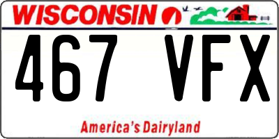 WI license plate 467VFX