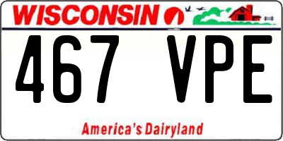 WI license plate 467VPE
