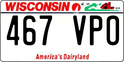 WI license plate 467VPO