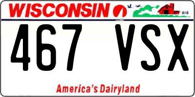WI license plate 467VSX