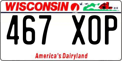 WI license plate 467XOP