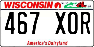 WI license plate 467XOR
