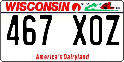 WI license plate 467XOZ