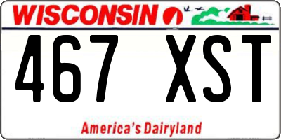 WI license plate 467XST