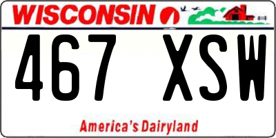 WI license plate 467XSW