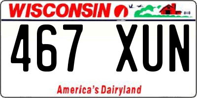 WI license plate 467XUN