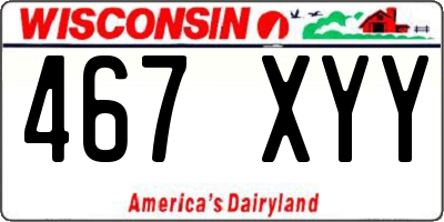 WI license plate 467XYY