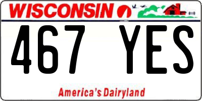 WI license plate 467YES