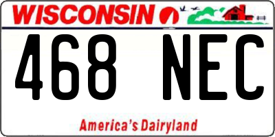 WI license plate 468NEC
